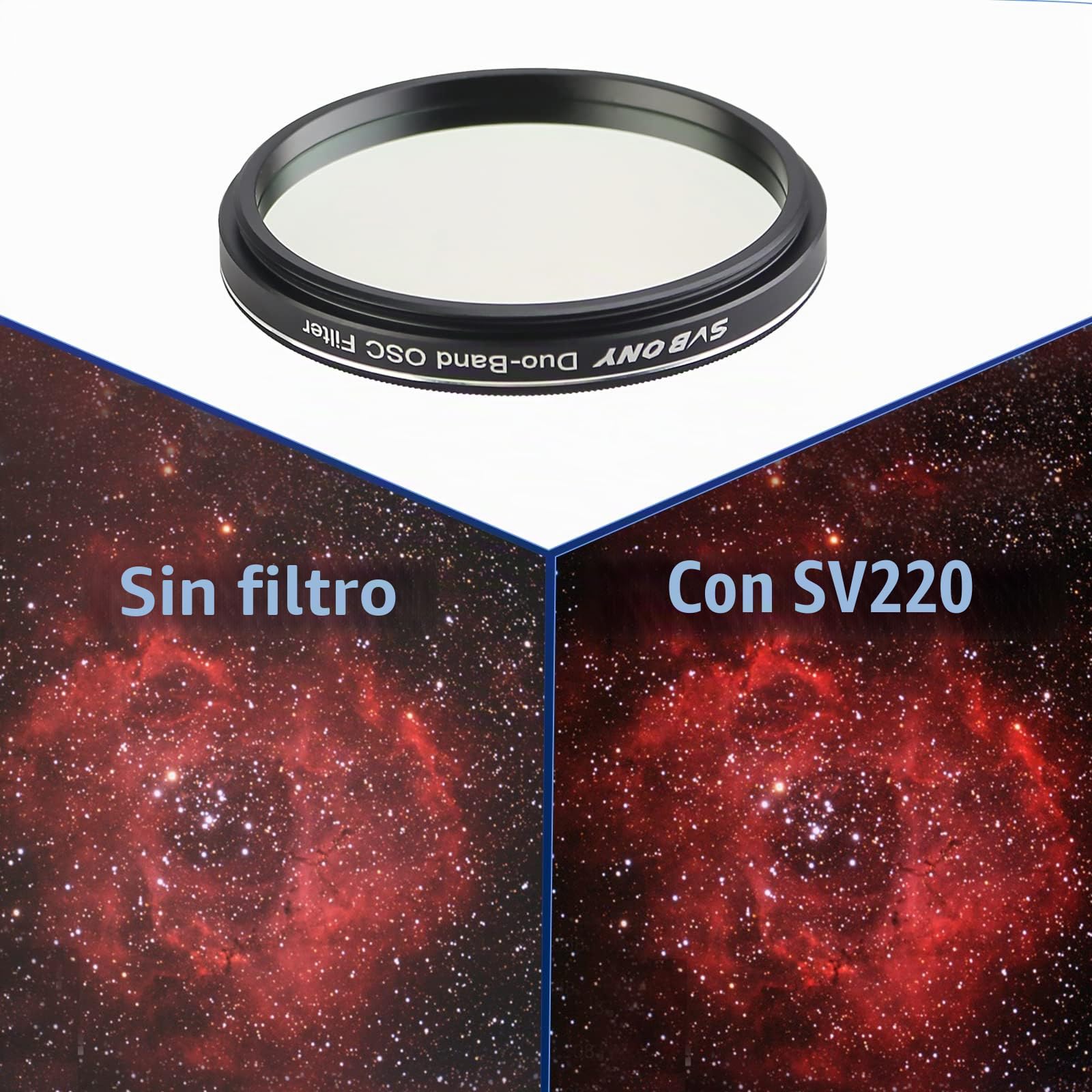 Svbony SV220 Filtro Dual de Banda Estrecha, 2 Pulgadas 7nm Hα OIII Telescopio Filtro, Reducir la Interferencia la Contaminación Lumínica Artificial, para Fotografía del Cielo Profundo
