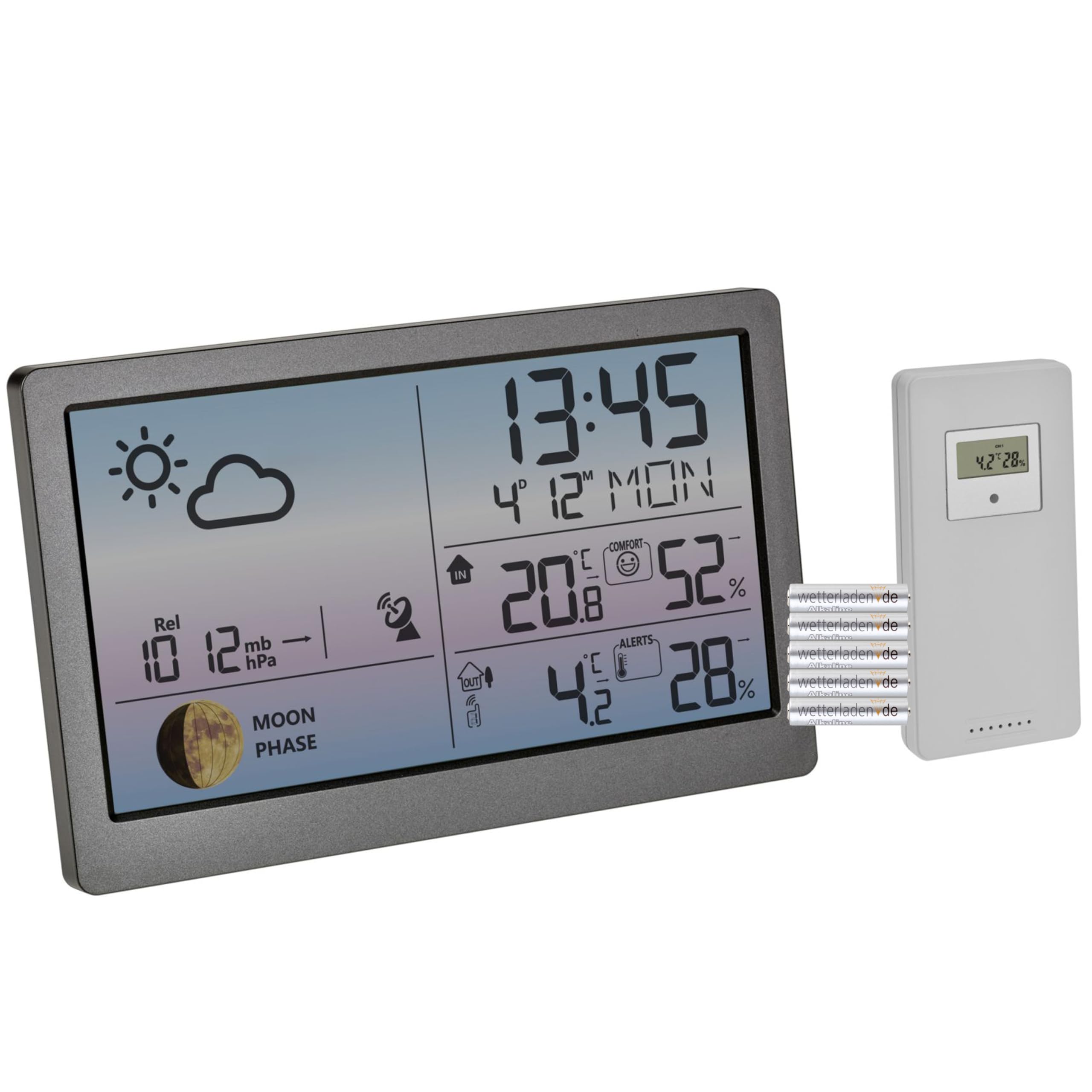 TFA-Dostmann LUNA SKY TFA 35.1169.10 Station météo radio-pilotée avec symboles et tendance météo (anthracite avec piles)