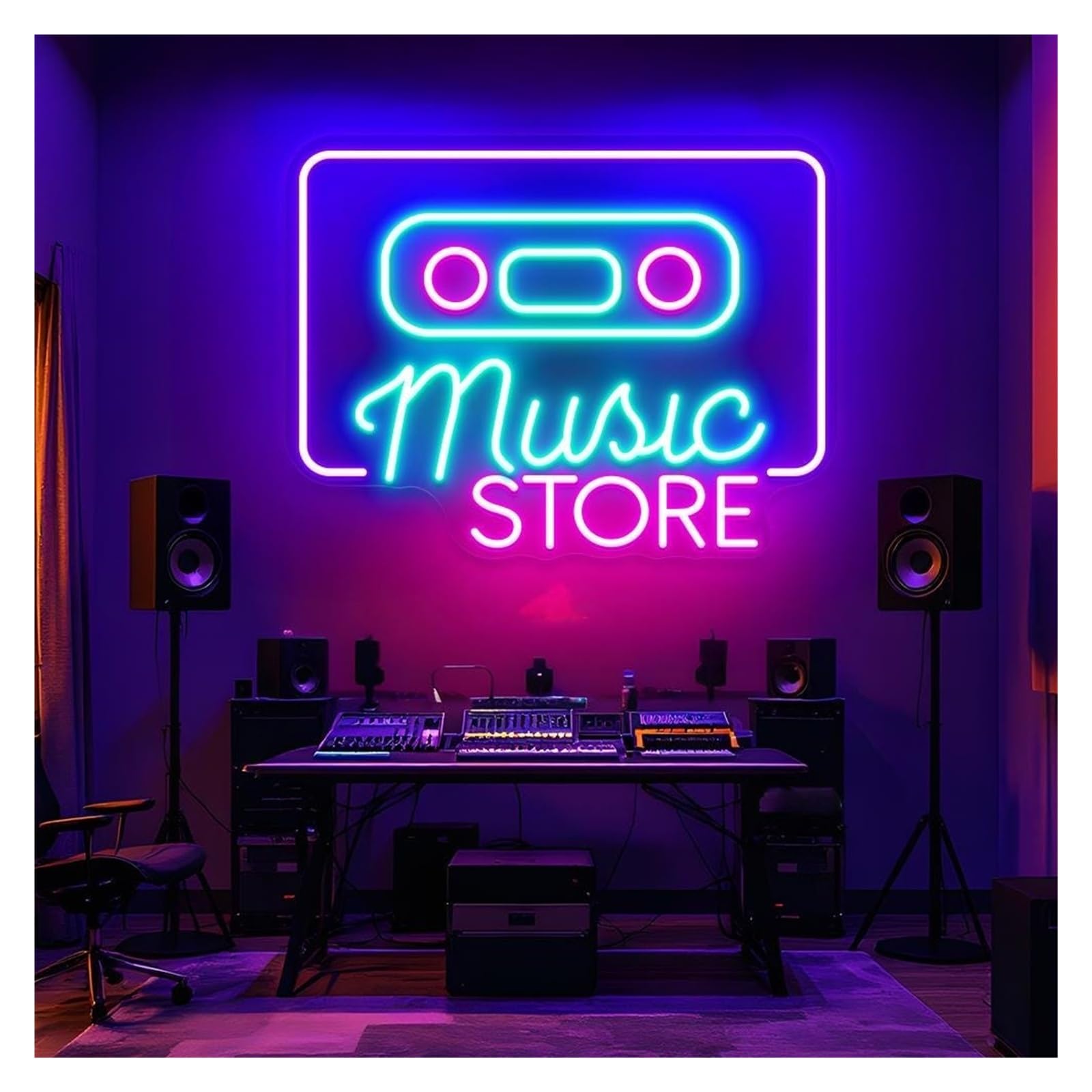 XENITE Luci al Neon Da Parete Luci Al Neon Per Negozi Di Musica Adatte Per Panetterie, Negozi Di Dolci, Negozi Di Musica, Decorazioni Murali 32cmx43cm(UN)