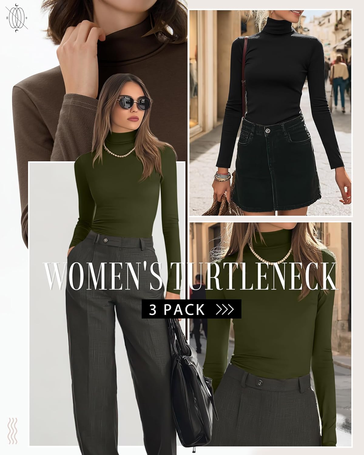 Neer 3 Pack Cotton Women's Turtleneck Long Sleeve Tops Thermal Underwear Base Layer Fall Winter Shirts Sweater - Image 2