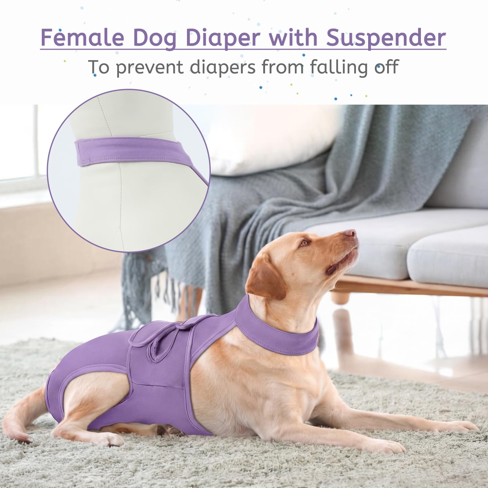 Pañales para perras, reutilizables, lavables, con tirantes, ajustables, antiacoso, para incontinencia, ciclos de calor o perros mayores (XS-XL)