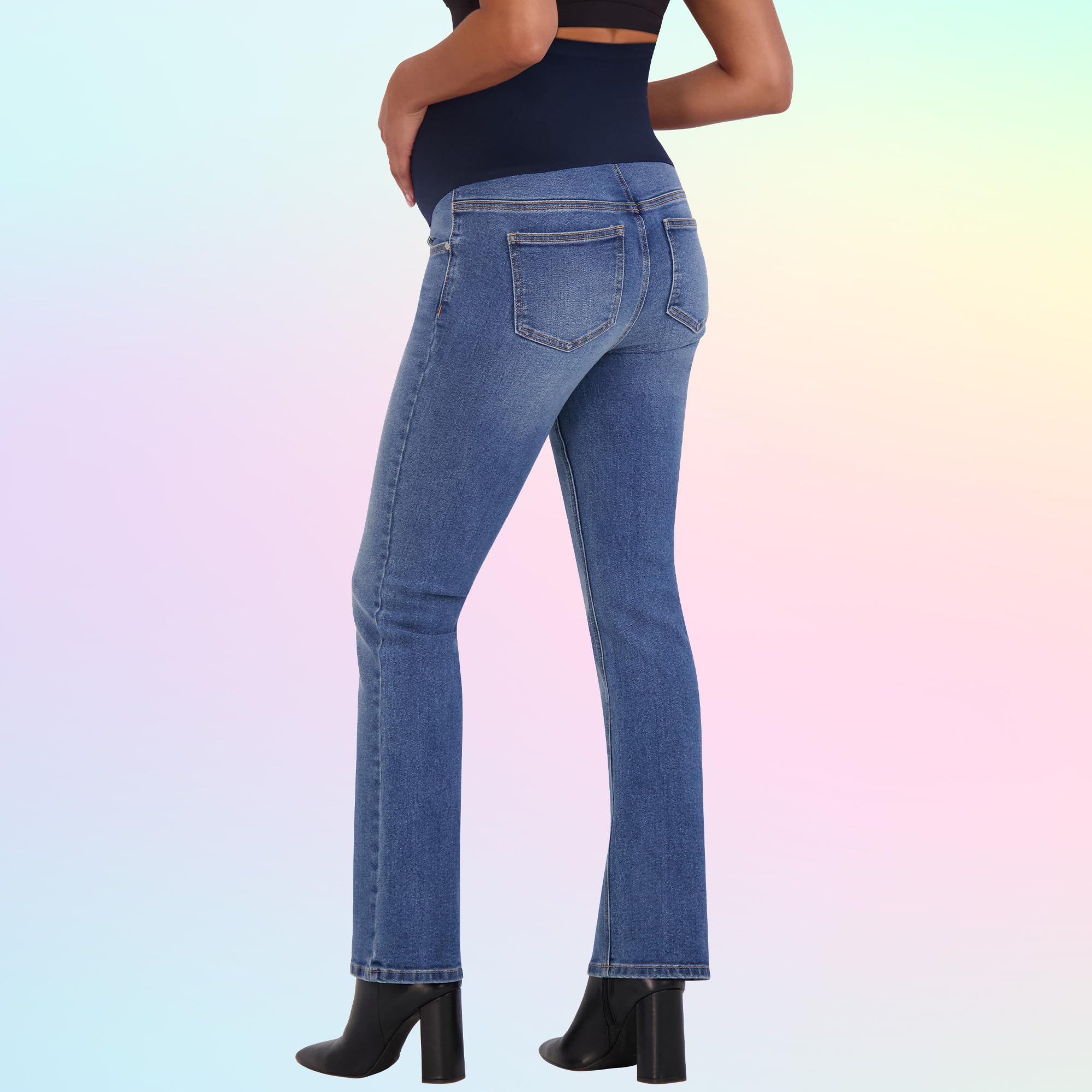 Savi Parker Damen Umstandsjeans Bootcut mit Taschen - Schwangerschaft Must Haves Umstandsjeans über dem Bauch - 82,5 cm Schrittlänge