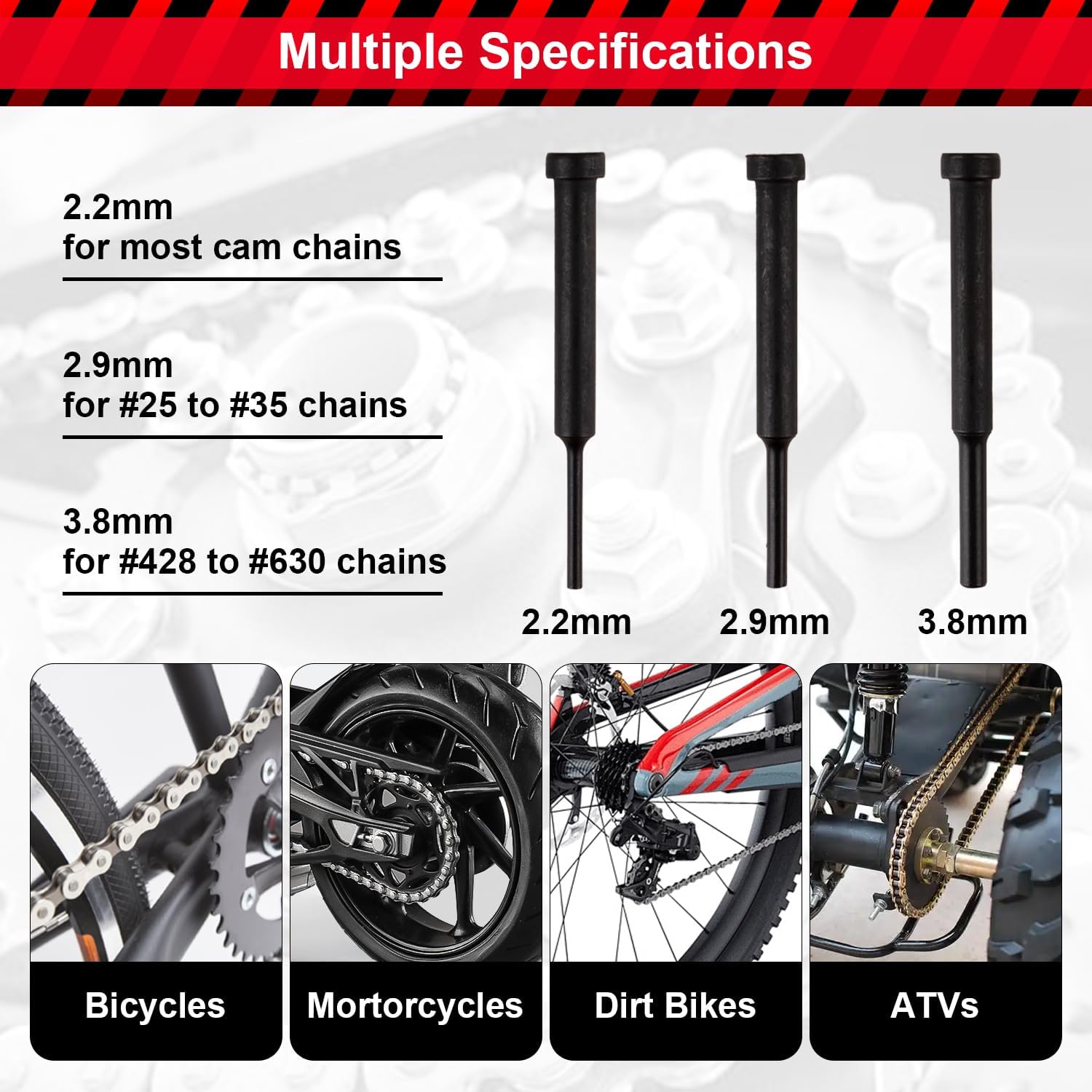 13PCS Motorcycle Chain Breaker Tool Kit, AJulyBee Chain Rivet Tool Set – Heavy Duty Chain Cutter & Link Removal Tool for Bike, ATV