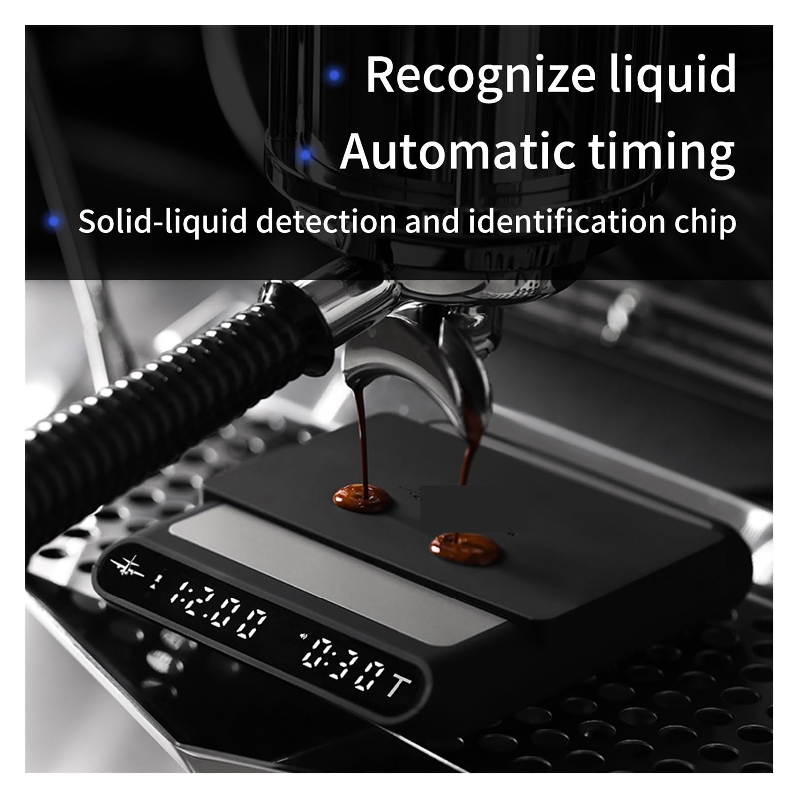 Básculas Digitales, Báscula de café electrónica intelinte con sincronización automática, minibásculas cocina delicadas, accesorios elegantes for barista doméstico(Nero)