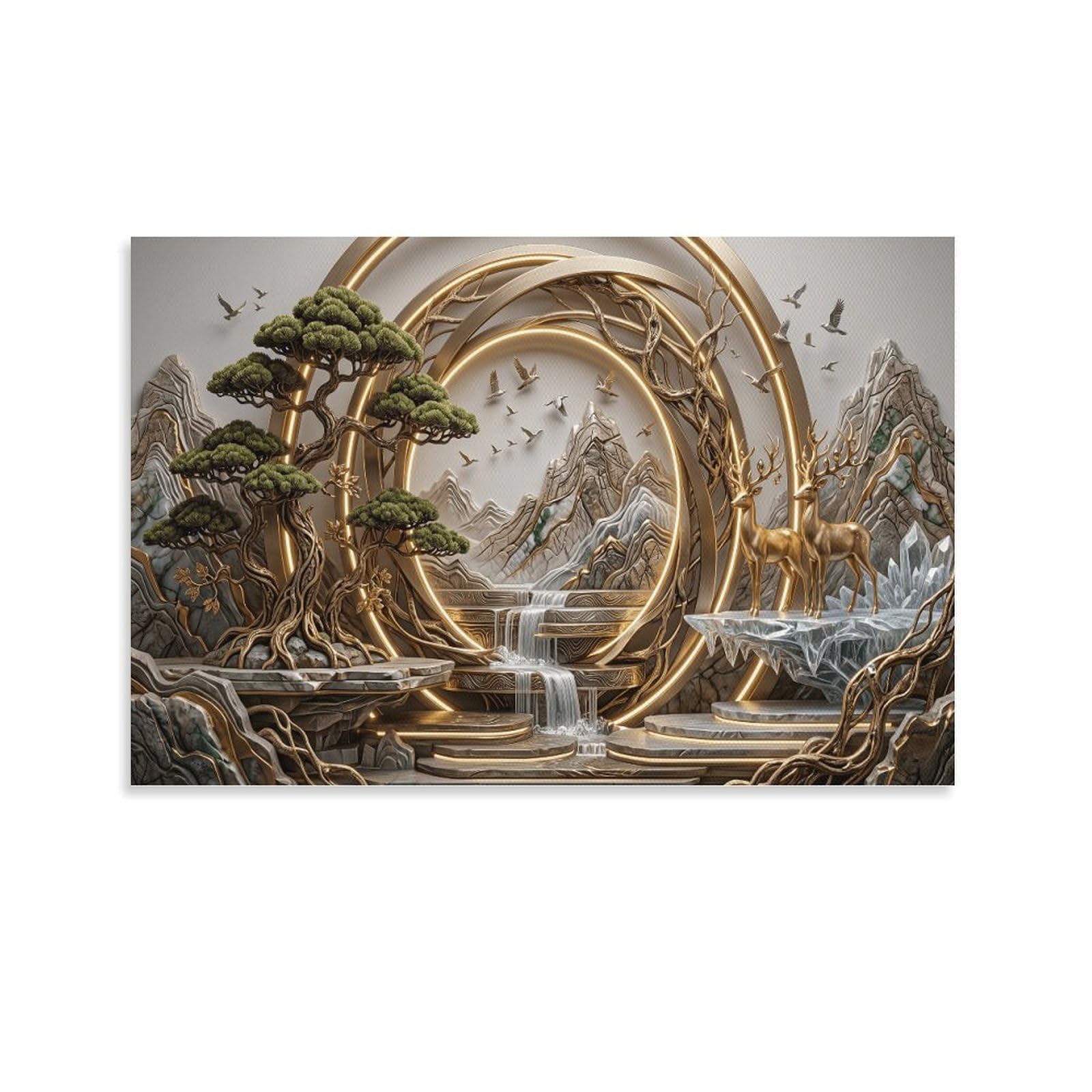 XPASHIQWC Relief Mountains Wall Decor Poster Welcome Pine Canvas Prints Picture Modern Canvas Wall Art Picture Wall Hanging for Bedroom Living Room Decor 20x30inch(50x75cm)