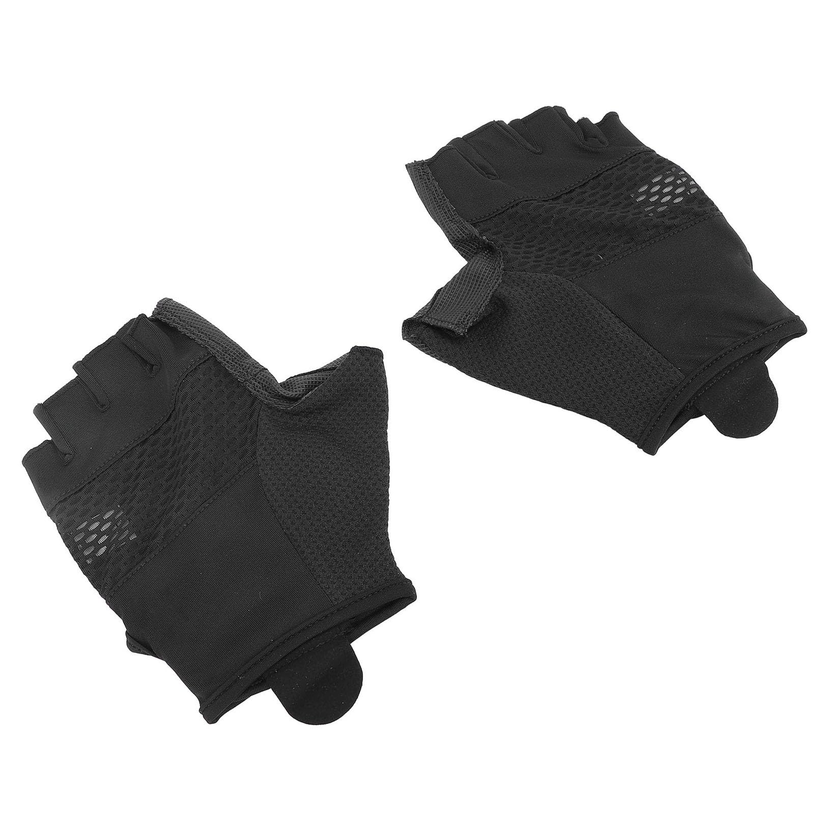 Guantes de Ciclismo Negros de Medio Dedo, Guantes para Bicicleta de Carretera, Transpirables, Antideslizantes y con absorción de Impactos, con Palma de PU, Ideales para Montar en