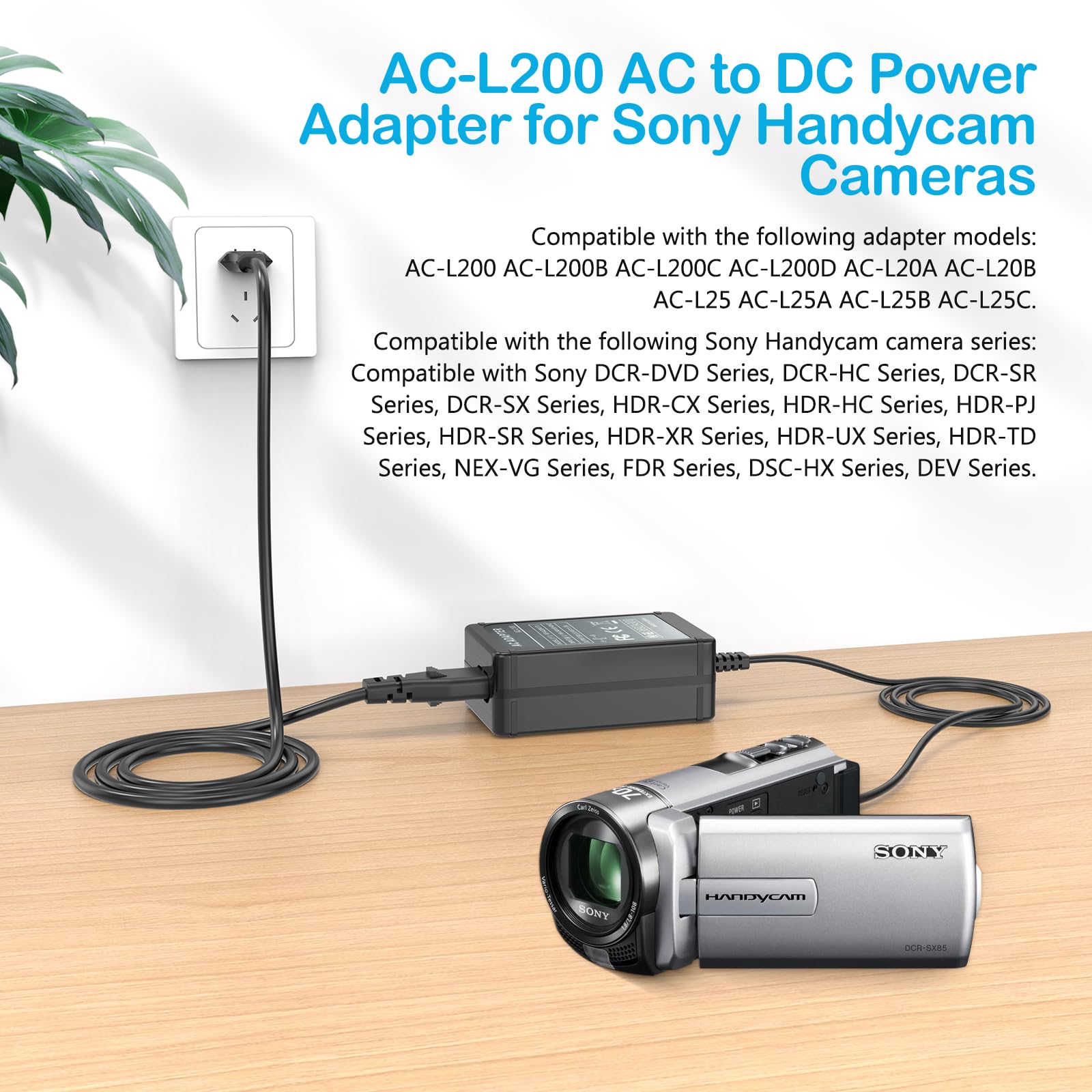 AC-L200 Zasilacz do Sony Handycam DCR-SX40 DCR-SX45 DCR-SX63 DCR-SX65 DCR-SX85 DCR-DVD105 DVD108 DVD610 DCR-SR46 DCR-SR47 DCR-SR62 DCR-SR62 DCR-SR62 DCR-SR62 DCR-SR62 DCR-SR62