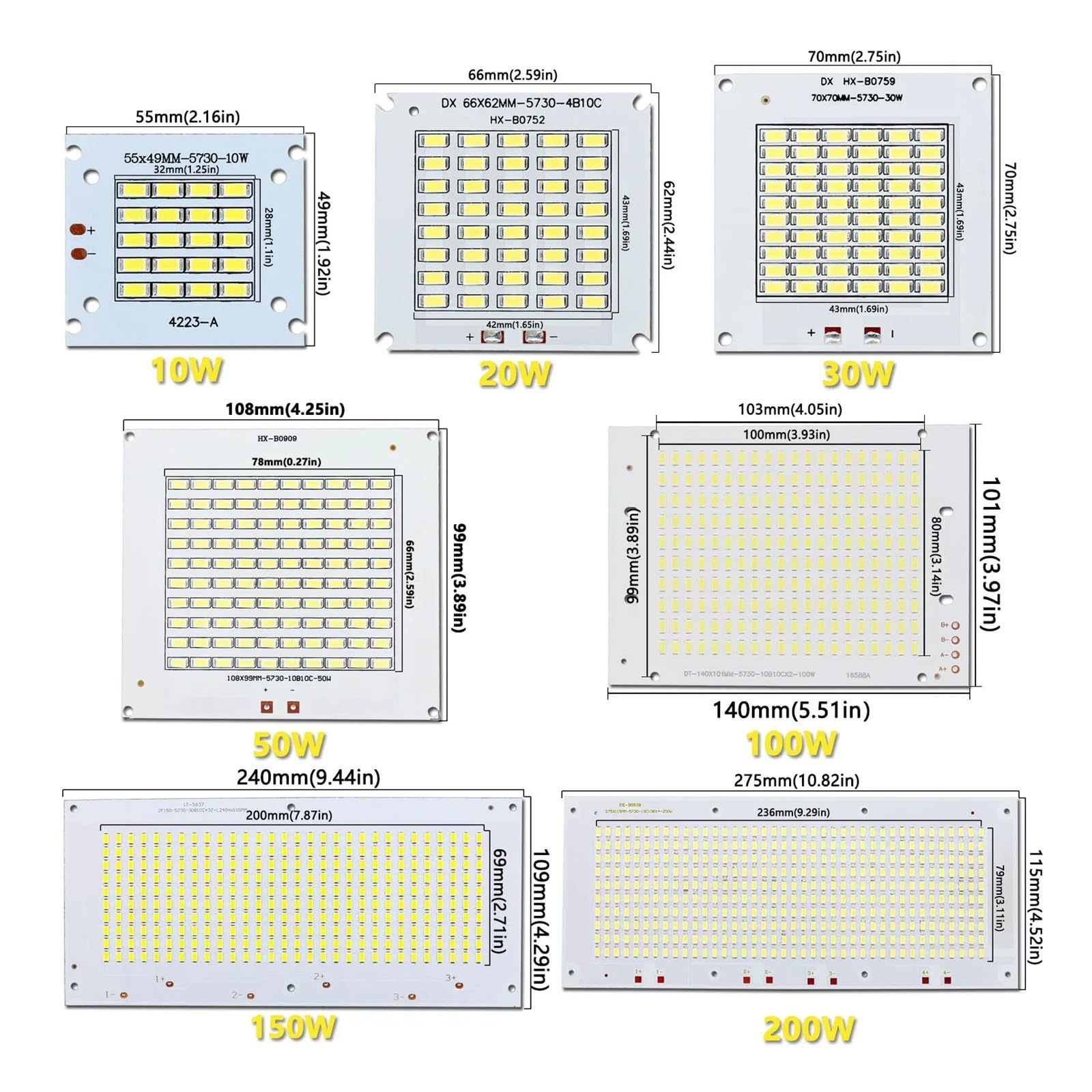 Perle de lampe à puce LED SMD5730 10/20/50/100/150/200W DC30-34V for intérieur et extérieur, projecteur blanc froid monter soi-même(200W DC30-34V)