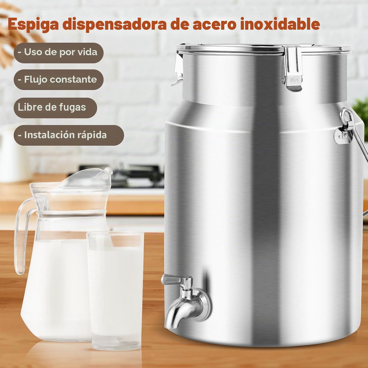 YUCHENGTECH 304 Acero Inoxidable La Leche Puede 10L | Cubo De Transporte De Leche con Asa, Tapa Sellada y Grif