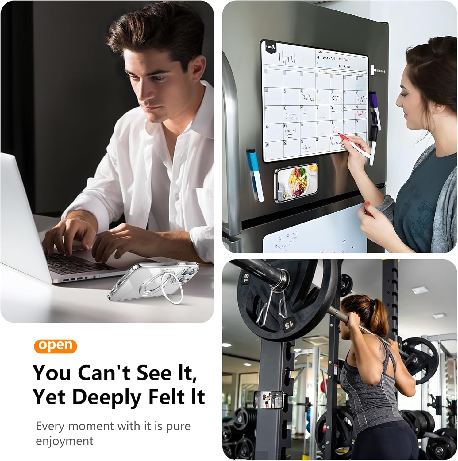 Temdan Designed for iPhone 16 Pro Max Case, 360°Rotatable Ring Stand Compatible with MagSafe Military-Grade Protection Magnetic Kickstand Case 6.9 inch-Clear - Image 4