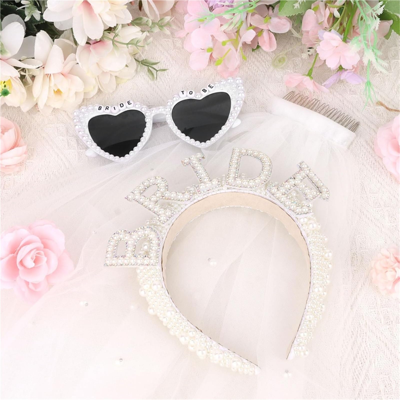 schleier jga Bride to be Schleier-Brautparty | Herz-Sonnenbrille for Junggesellenabschied, Zubehör, Hochzeit