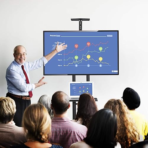 Miniatura 8 de Yaheetech Soporte de TV móvil ajustable para carrito de TV rodante, universal, se adapta a 32 a 75 pulgadas para pantalla plana de plasma LED LCD