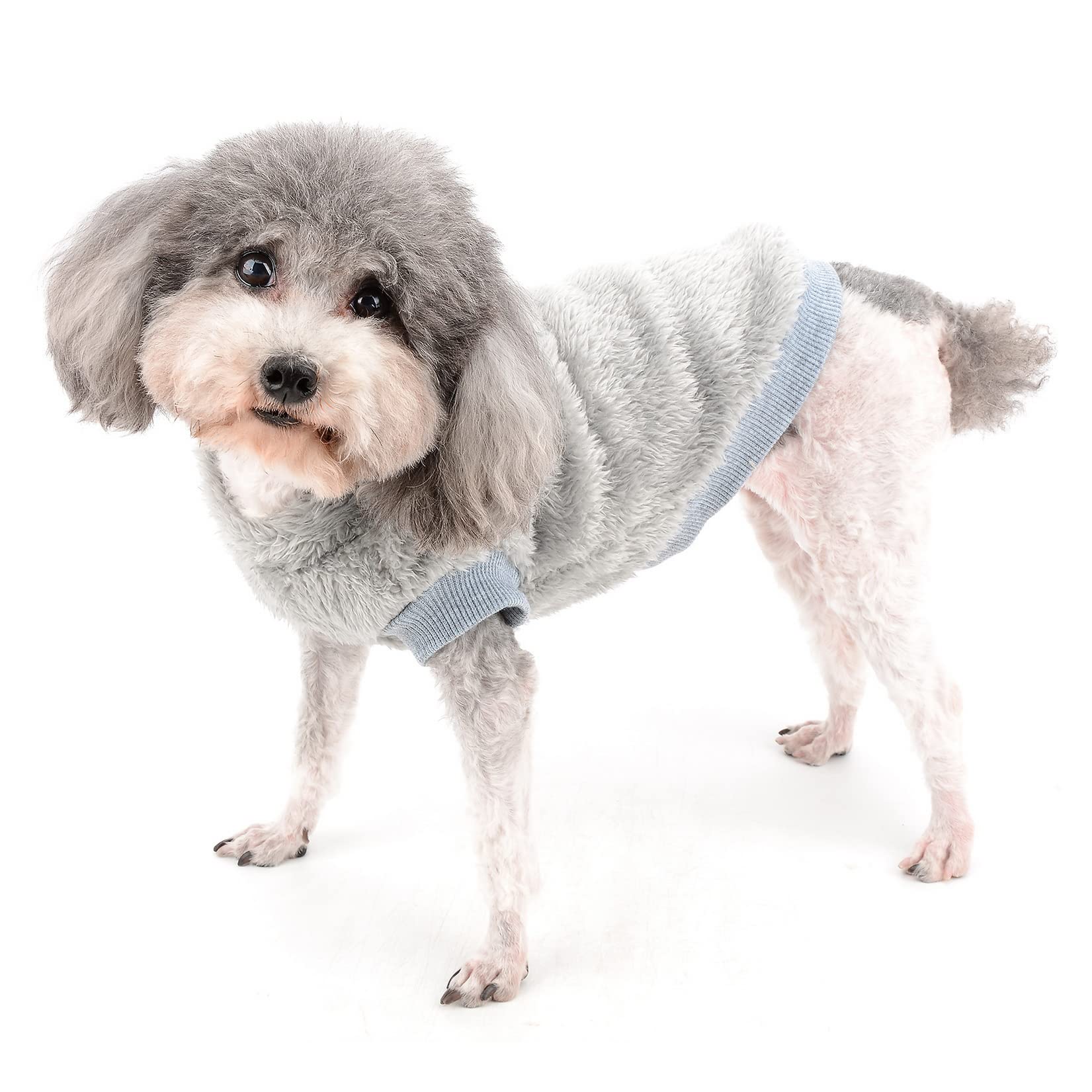Zunea Fleece Dog Jumper Winter Warm Sweater Jumpers for Small Dogs Soft Fuzzy Puppy Clothes with D-Ring for Harness Leash Pullover Jacket Coat Cold Weather Pet Girl Boy Chihuahua Apparel Grey XL - Image 2