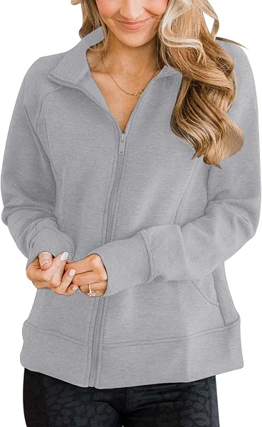 Vivitulip Women’s Full Zip Up Athletic Jacket Long Sleeve Lightweight Pocketed Workout Coat Tops with Thumb Holes