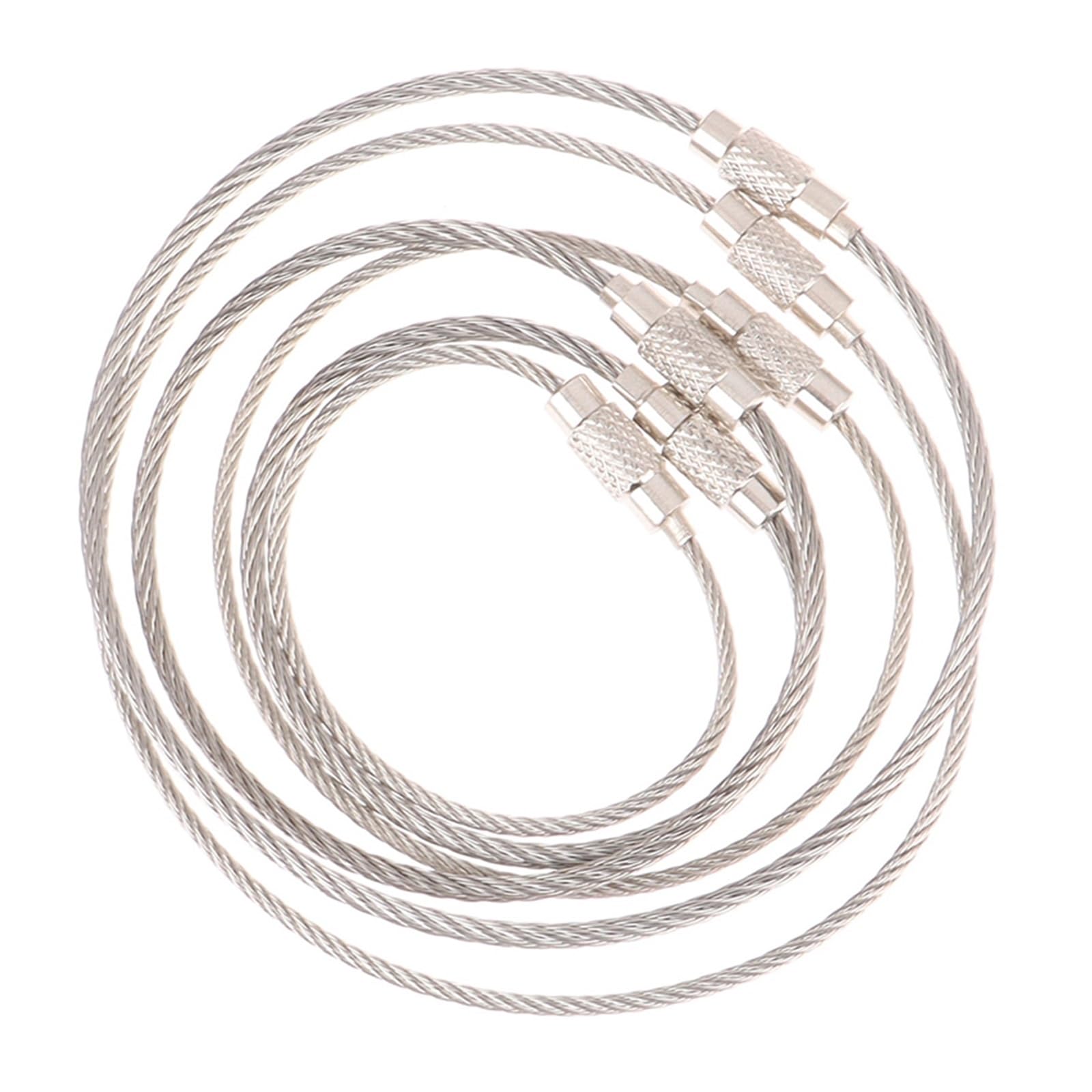 Cable llavero de alambre, 20 piezas llavero de cuerda de alambre de acero inoxidable, etiqueta de cuerda, llavero de alambre, mosquetón, Cable, bloqueo de llave, piezas de senderismo al aire libre(1.5