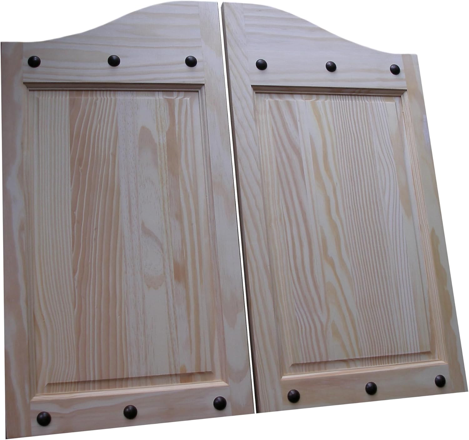 Cafe Doors by Cafe Doors Emporium | Pine Raised 2 Panel Rivet Accent | Premade for 36" W Finished Opening | Saloon Western Style Swinging Bar Pub Cafe Door | Includes Gravity Pivot Hinges