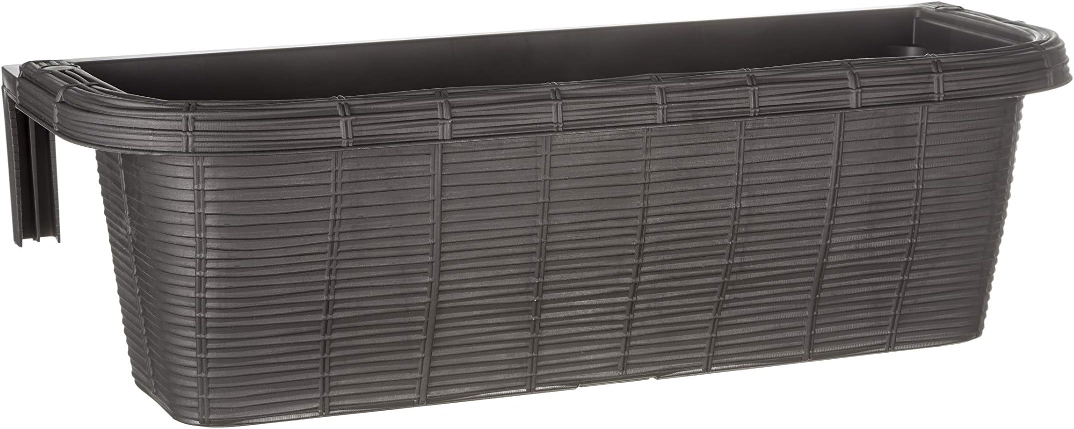 Apollo Exports International AP-30311 24" Adjustable Railing Planter, Ratan Look, Grey, Rectangular Shape