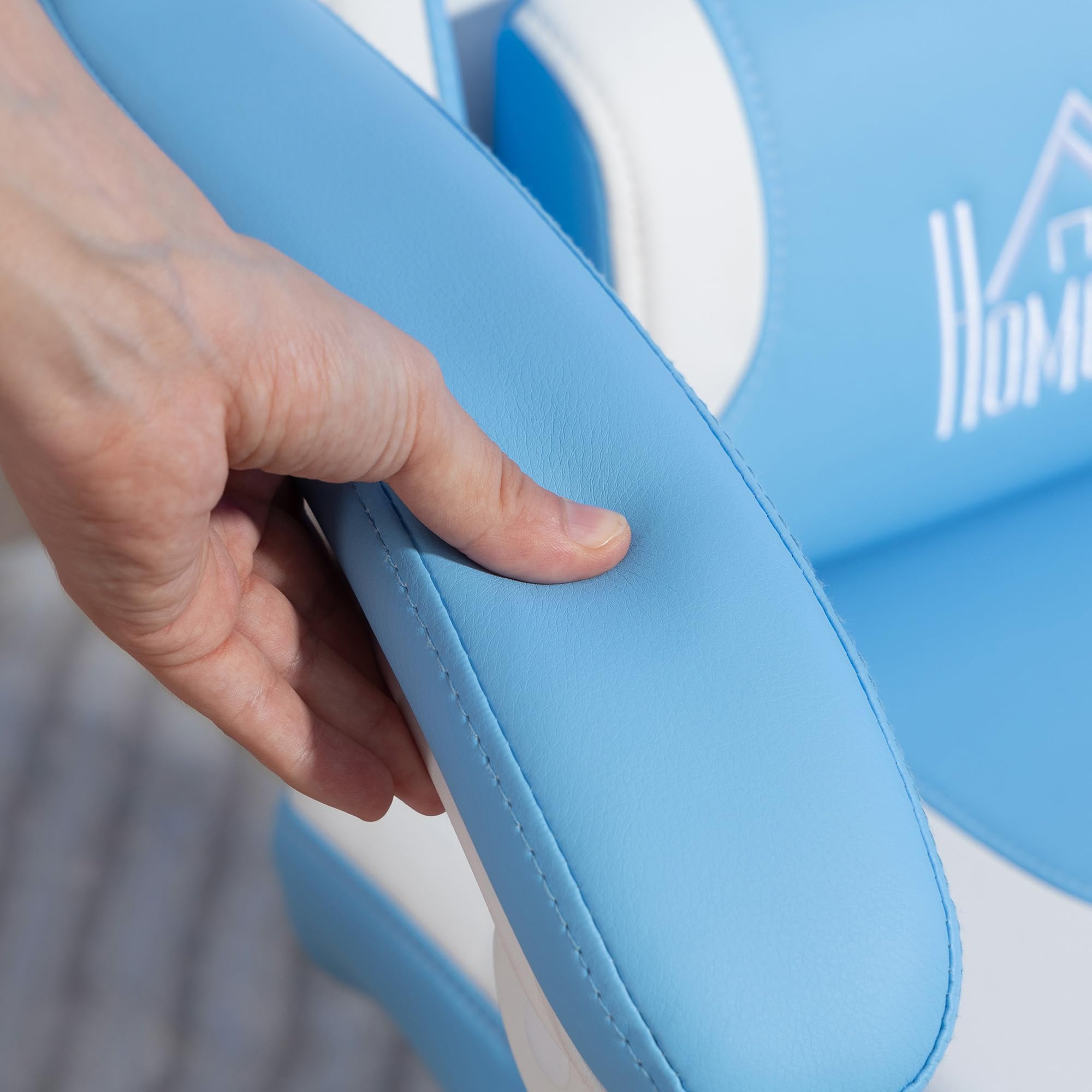 HOMCOM Fotel gamingowy, ergonomiczny fotel dla graczy z podparciem okolic lędźwiowych, podnóżek, fotel gamingowy z kocimi uszami, poduszka pod głowę, regulowana wysokość, krzesło biurowe z funkcją
