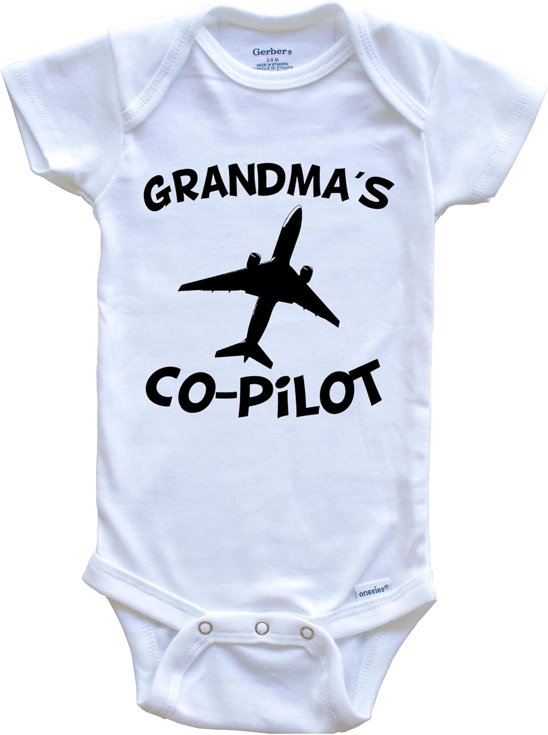 Grandma's Co-Pilot Cute Airplane One Piece Baby Bodysuit