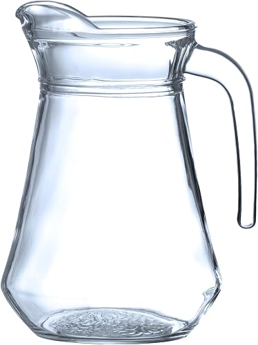 HENDI Glaskrug, mit ergonomischem Griff, Ausguss, Krug, Wasserkrug, Karaffe, Was