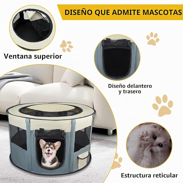Foto 4 de 8 de Parque Perros, Portátil Corralito para Perros de Tela Oxford Impermeable