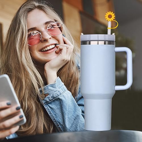 Miniatura 6 de HEYSKAY 6 popotes de repuesto de plástico compatibles con Stanley Quencher Adventure 20, 30, 40 onzas, con 1 cepillo para pajilla, 3 puntas de