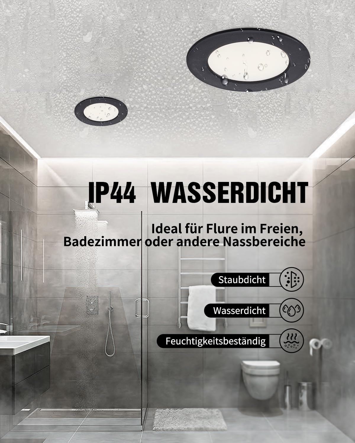 LED Spots Schwarz, 5W Deckenspots Schwarz 450LM,Rund Ø75-90mm Einbauleuchten für das Bad, Einbautiefe 25mm, Spots Deckenleuchte 3000K Warmweiß für Badezimmer Schlafzimmer, 20er set