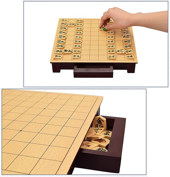 Shogi - Traditional Games - Japanese Chess Game Set - Wooden Board with Drawers And 42 Playing Pieces - Travel Chess Set,Torreya,270x250x50mm