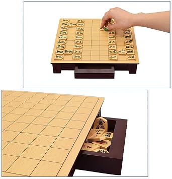 Shogi - Traditional Games - Japanese Chess Game Set - Wooden Board with Drawers And 42 Playing Pieces - Travel Chess Set,Torreya,270x250x50mm