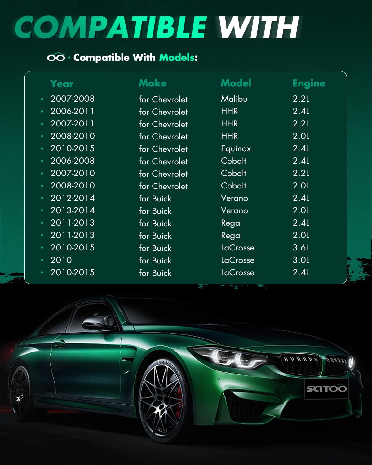 SCITOO 4Pcs Ignition Coil UF491 for Saturn Vue 2.4L 2008-2010 for Pontiac G6 2.4L 2006-2010 for GMC Terrain 3.6L 2013-2015 for LaCrosse 2.4L 2010-2015 ‎C1552 UF491
