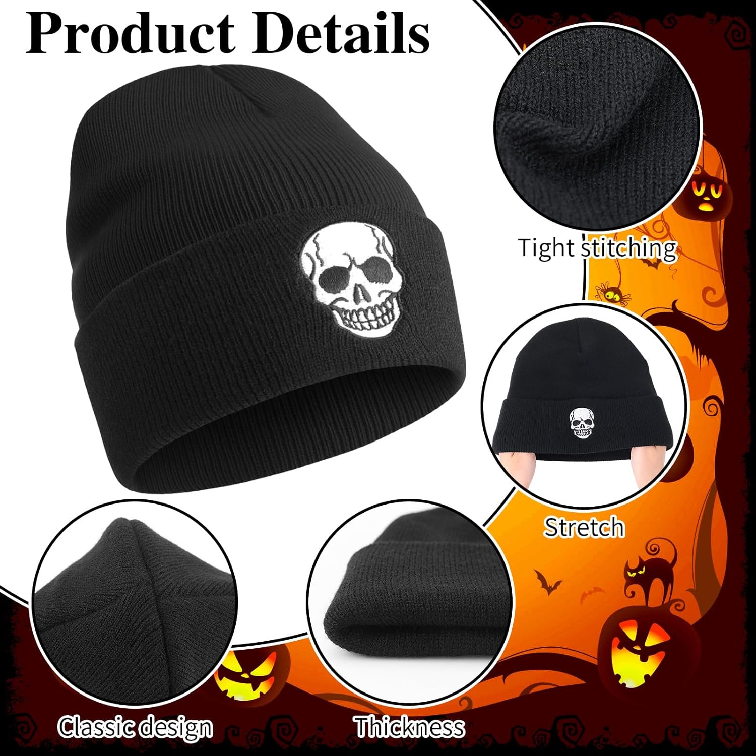 2 Pack Winter Beanies Hats for Men Women Embroidered Knit Cuffed Hats Cap for Birthday Gifts - Image 3