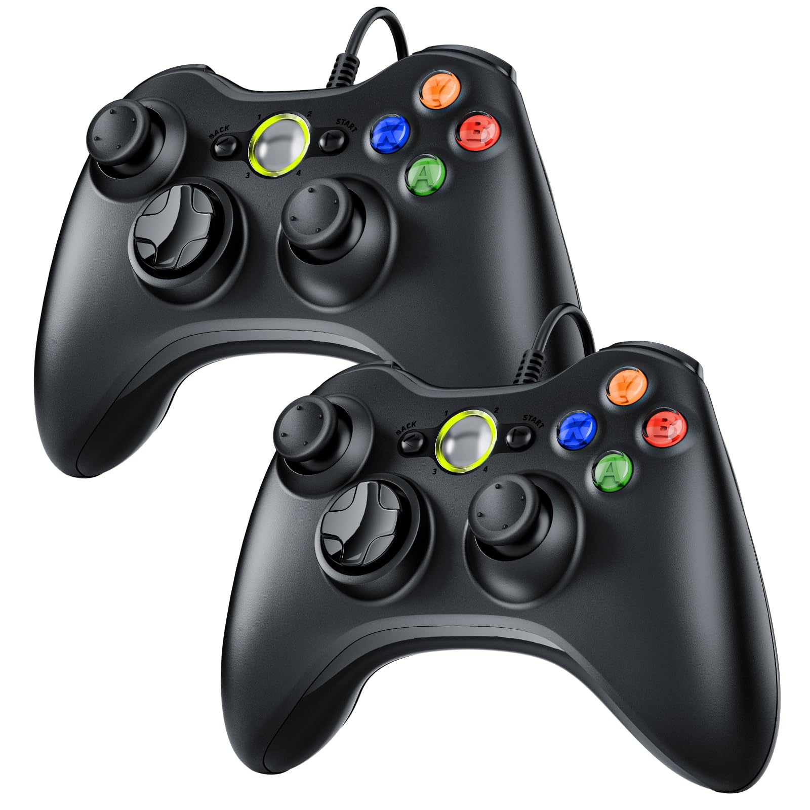 Zexrow Controller für Xbox 360 – 2er Kabelgebundener Gamepad mit USB-Kabel, Vibrationsfeedback & Präzisen Analogsticks – Kompatibel mit PC/Windows 11/10/8/7/XP, Sofortige Plug-and-Play-Funktion