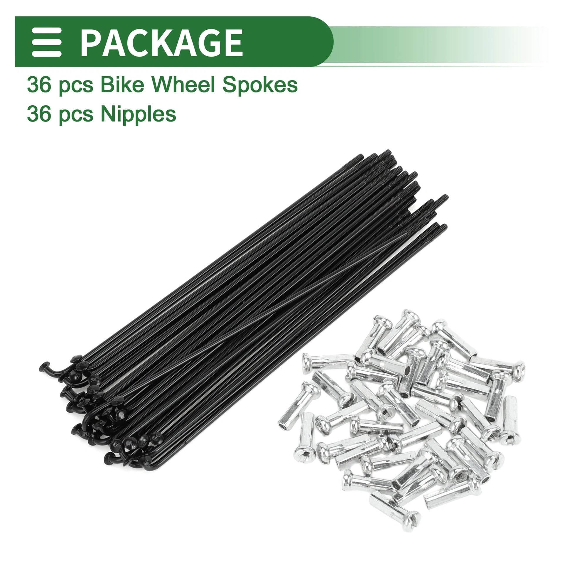 36 raggi in acciaio al carbonio, 14 G, colore nero, 125-209 mm, per riparazione ruote, ricambio con nippli per mountain bike e bici da strada (36 pezzi - 135 mm)
