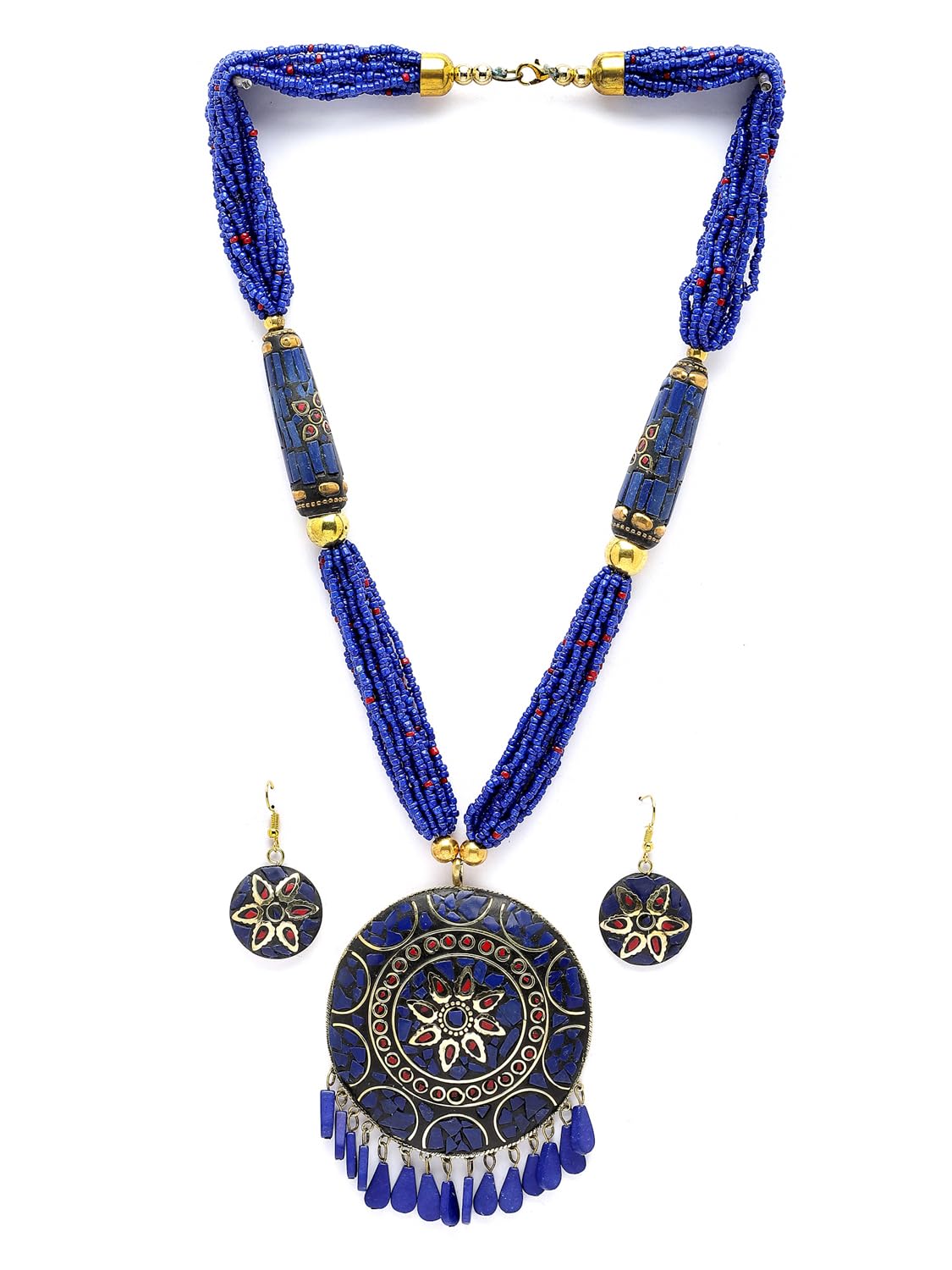 Shining Diva Fashion Latest Stylish Traditional Tibetan Pendant Necklace Oxidised Jewellery Set for Women (15530s) (B0CG17G82B) Amazon Price History, Amazon Price Tracker