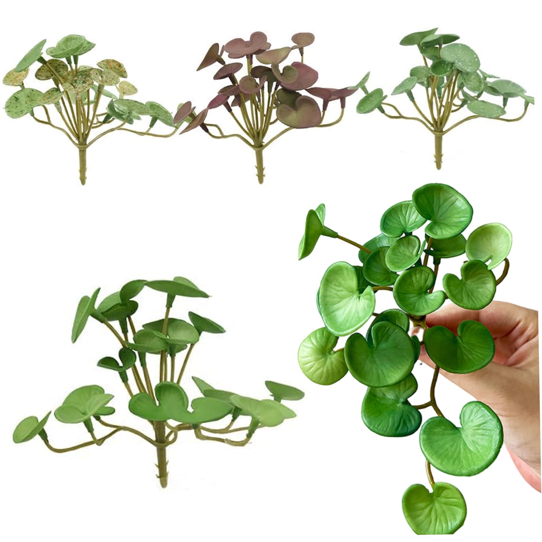Wedhapy Copper Coin Grass Seeds 4Pcs Copper Coin Grass, Green Succulents Stems Aquatic Plants Artificial Plants for Home Office Garden Decoration
