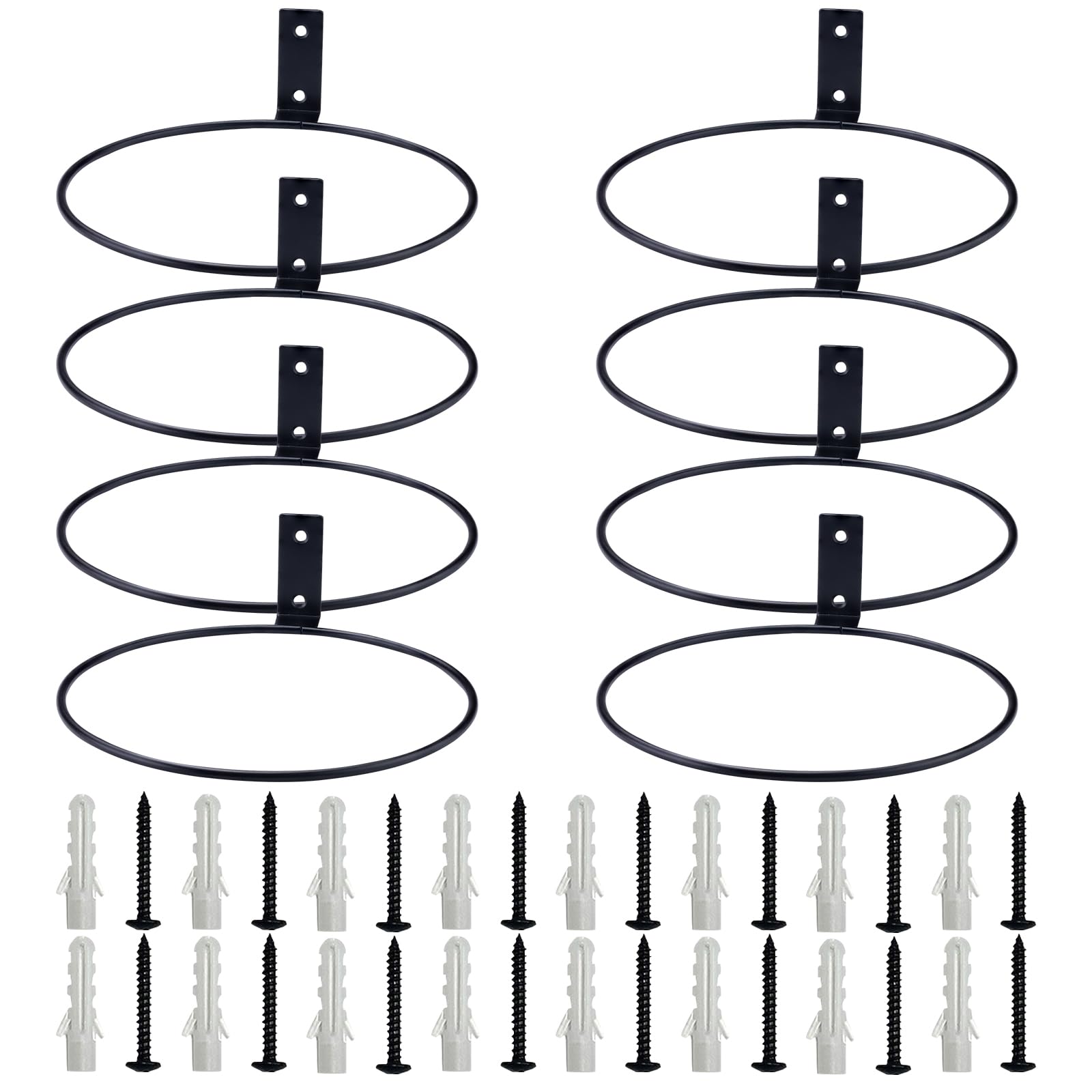 QZWEXAZ 8Pcs 20cm Wide Wall Mounted Flower Pot Holder Ring, Steel Plant Wall Hanger, Max Load 22Lbs, Outdoors & Indoors Hanging Brackets, Fits Garden Pots & Dog Food Bowls
