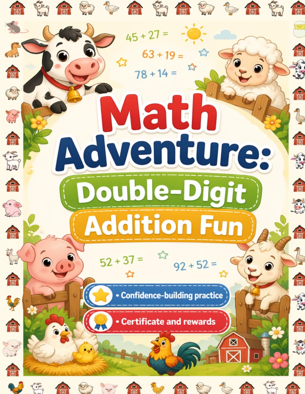 Math Adventure: Double‑Digit Addition Fun: Exciting Horizontal Addition Worksheets with Cute Animal Friends