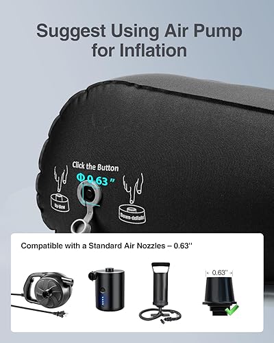 Miniatura 5 de Luxtude Almohada inflable de cuña para dormir, almohada de cuña de viaje para aliviar el dolor de espalda, soporte de elevación de pierna y rodilla,