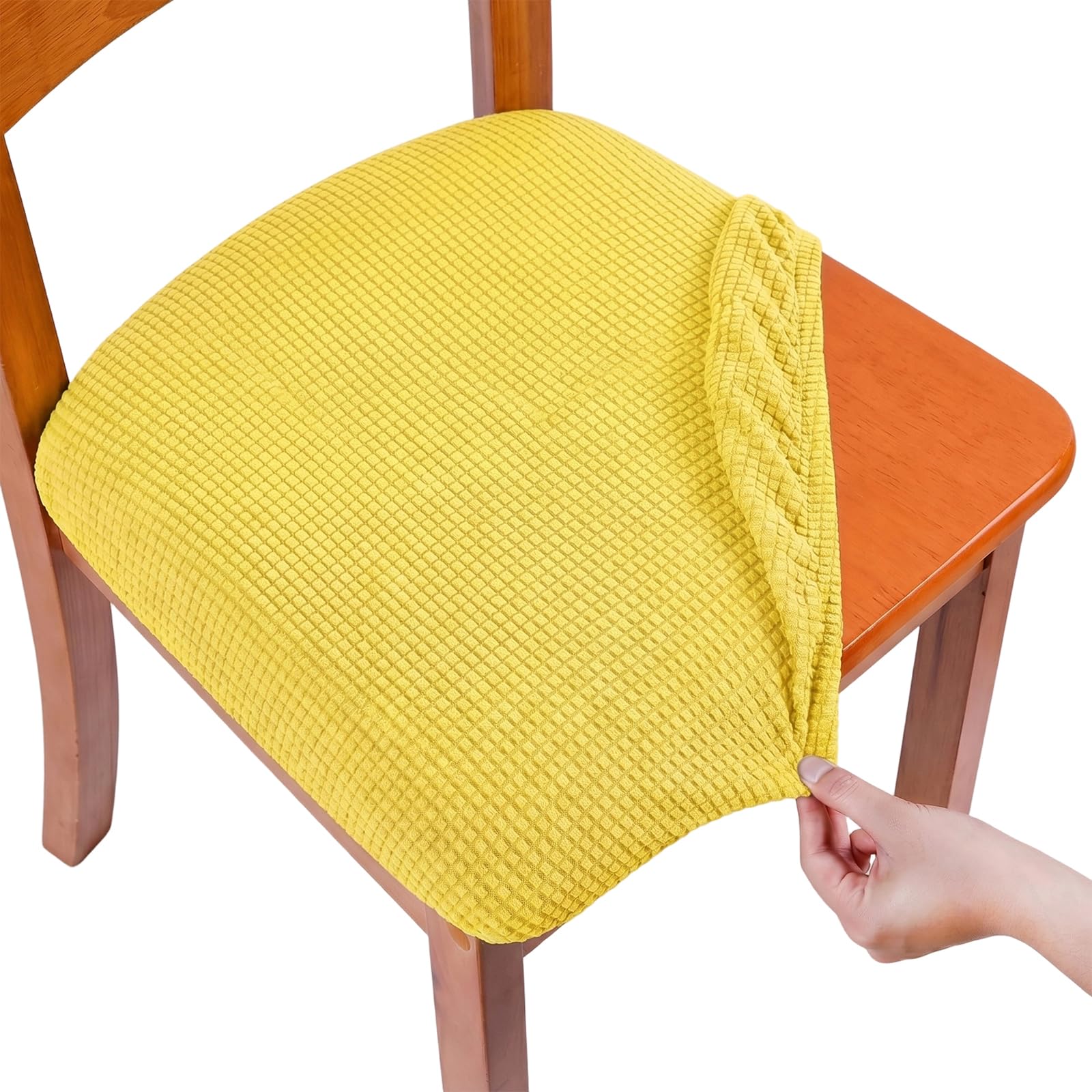 Qianderer Folding Chair Cover, Stretch Covers, Stretch Slipcovers, Protector Removable Washable Chair Seat Cushion Protectors (Yellow, One Size)