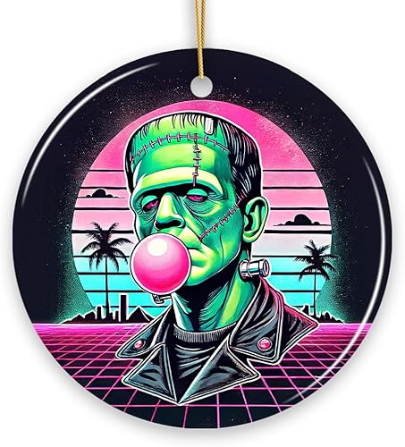 Miniatura 9 de Vaperwave Mrs Frankenstein - Adorno retro de terror de neón, estilo clásico y decorativo de los años 80 Vaperwave Mrs Frankenstein - Adorno de