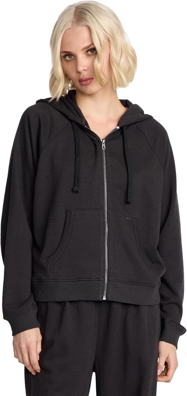 Volcom Women's Lil Zip Up Hooded Fleece Sweatshirt