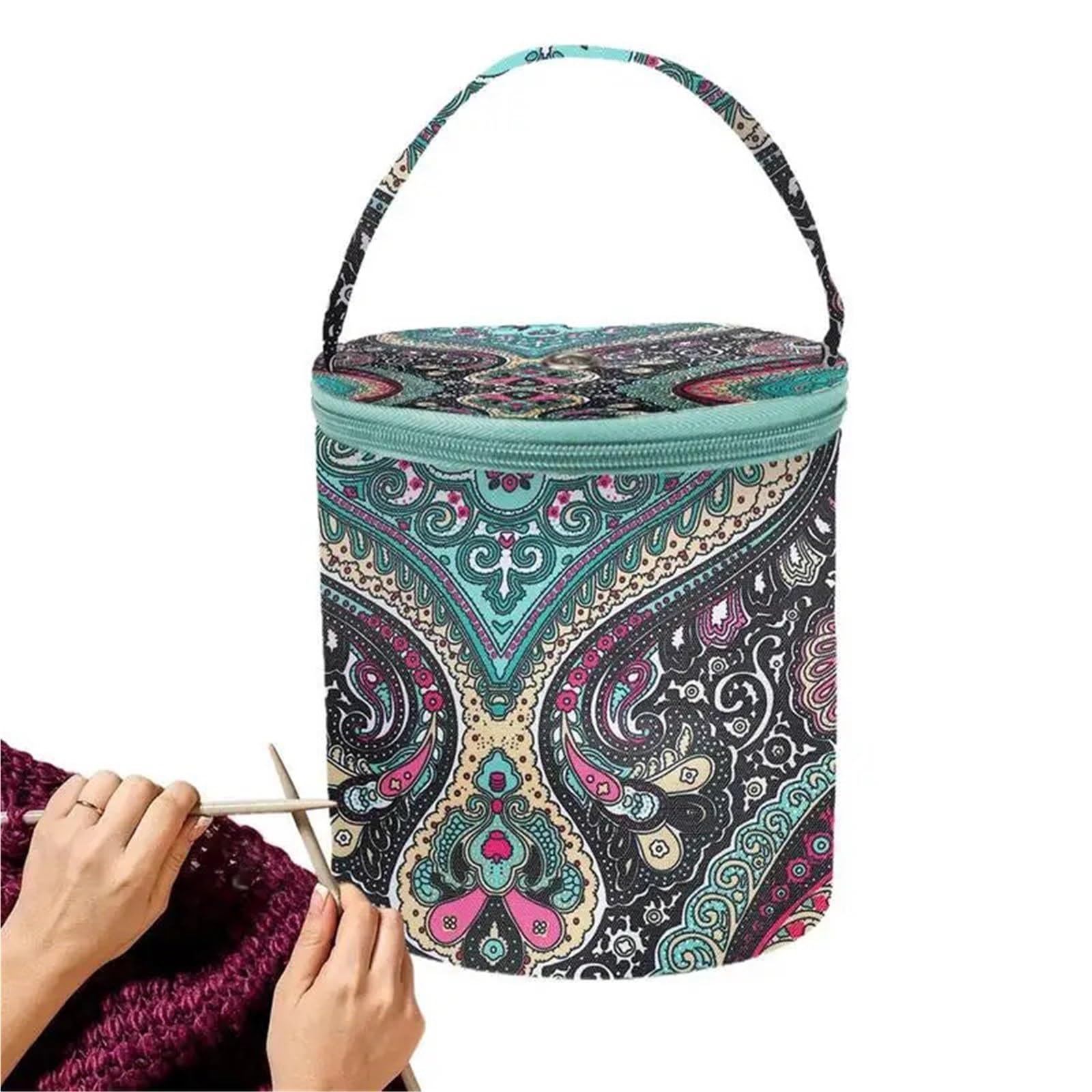 Cestino Cucito Cestino portaoggetti Ferri da maglia Tote organizer for filati Borsa rotonda for uncinetto Accessori for strumenti for cucire artigianali fai-da-te