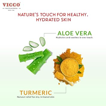 Vicco Turmeric Aloe Vera Skin Cream Natural Face Moisturizer with Turmeric & Aloe Vera, Ayurvedic Inspired Skincare for Everyday Use, 2.82 oz Tube (Pack of 2)