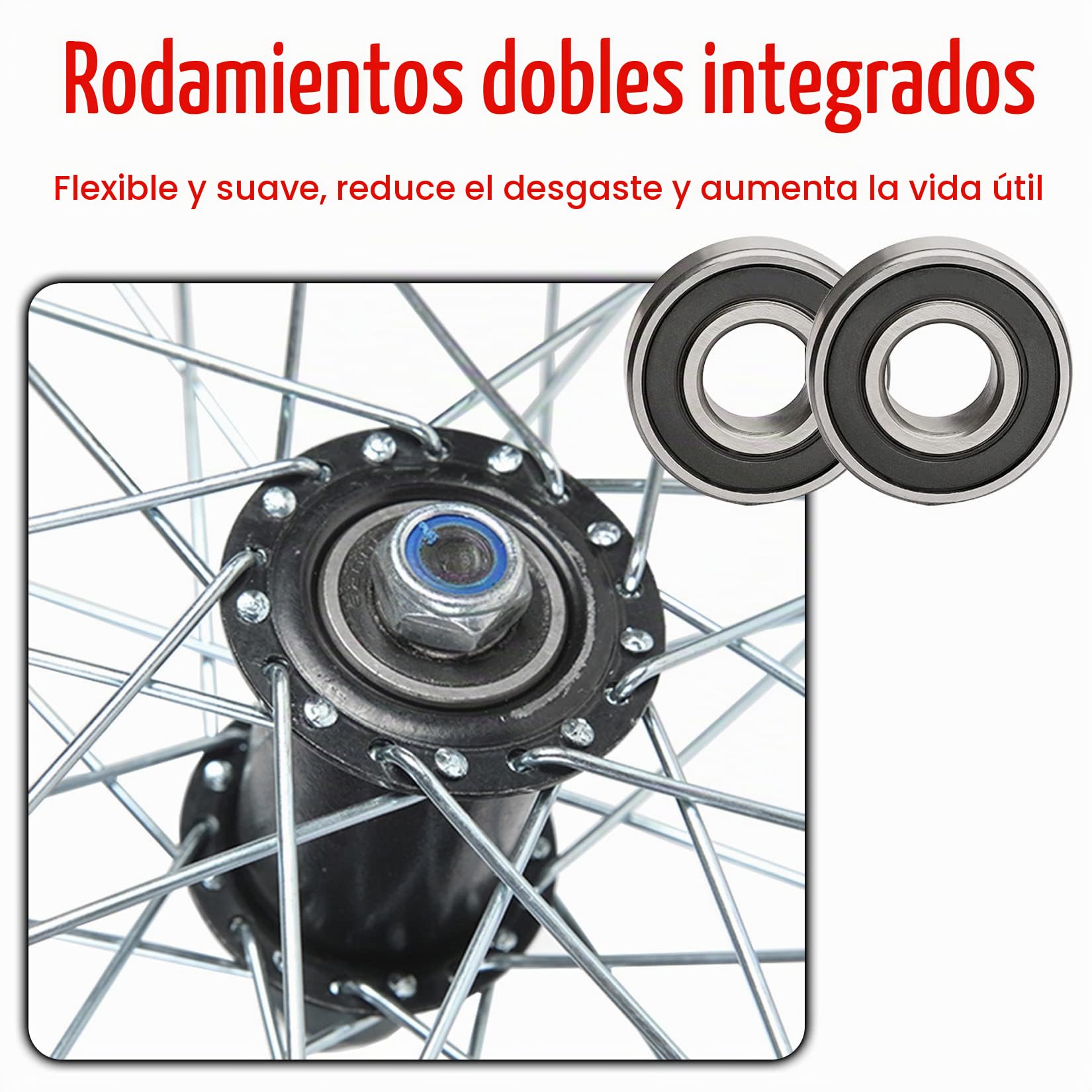 ESOYAWE Ruedas para Sillas De Ruedas 2 Pc 24 Pulgadas Rueda Trasera De La Silla De Ruedas, Recambio De Ruedas De Repuesto con Rodamiento, Prueba De Pinchazos Macizos Ruedas para Sillas De Ruedas (Col