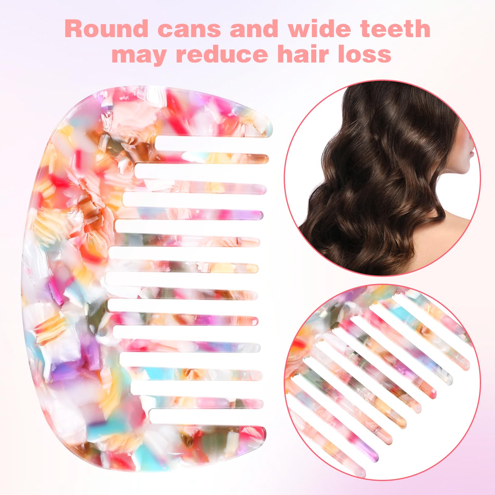 Mabor 2 Pcs Travel Comb Mini Detangling Combs For Women Wide Tooth Combs Pocket Comb Small For Bangs Curly Wavy Long Hair Daily Hair Care Wet Dry - Image 3