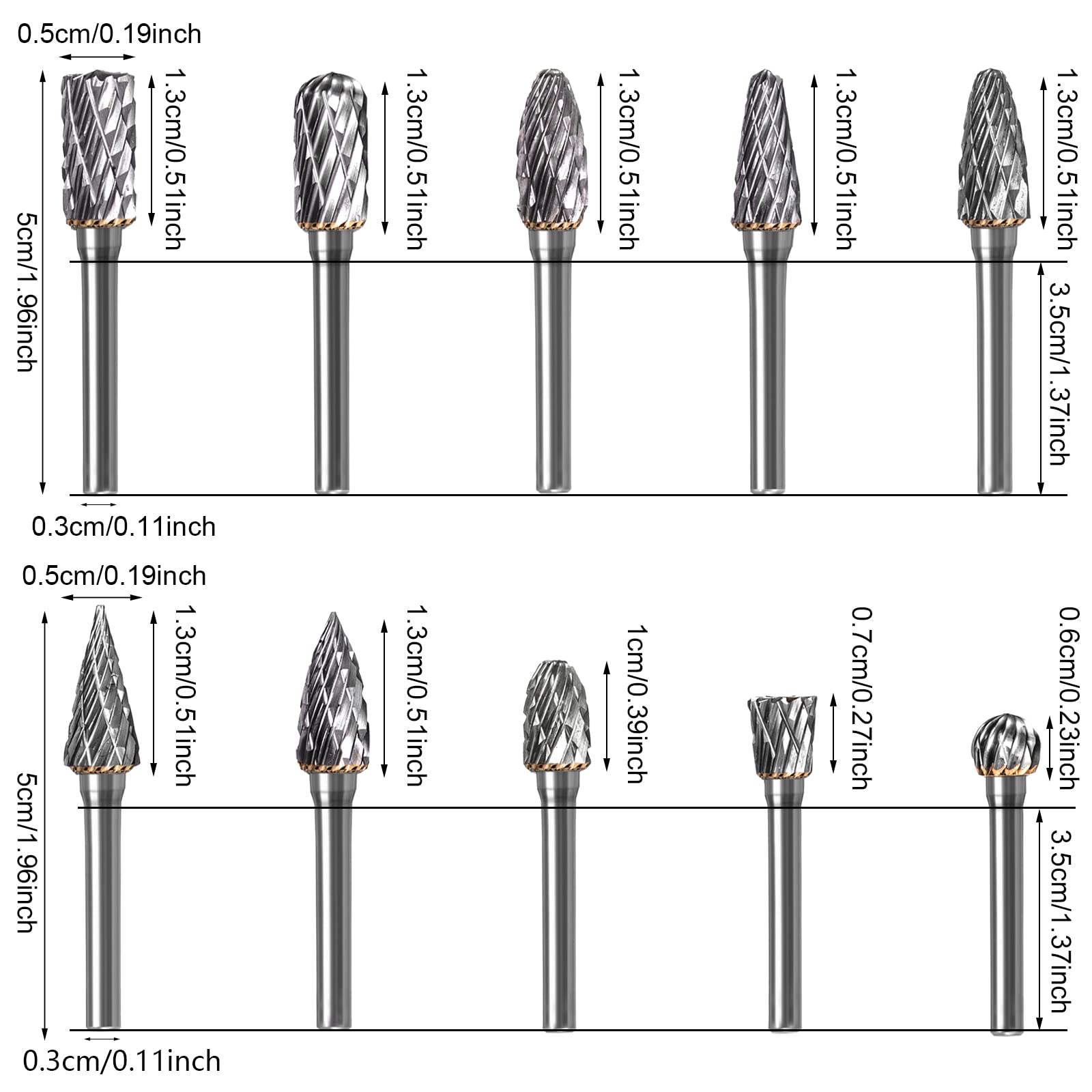 Frese Rotative In Tungsteno - Set 5 Pezzi Da 6mm Per Smerigliatrice, Lavorazione Legno E Metallo - Foto 10