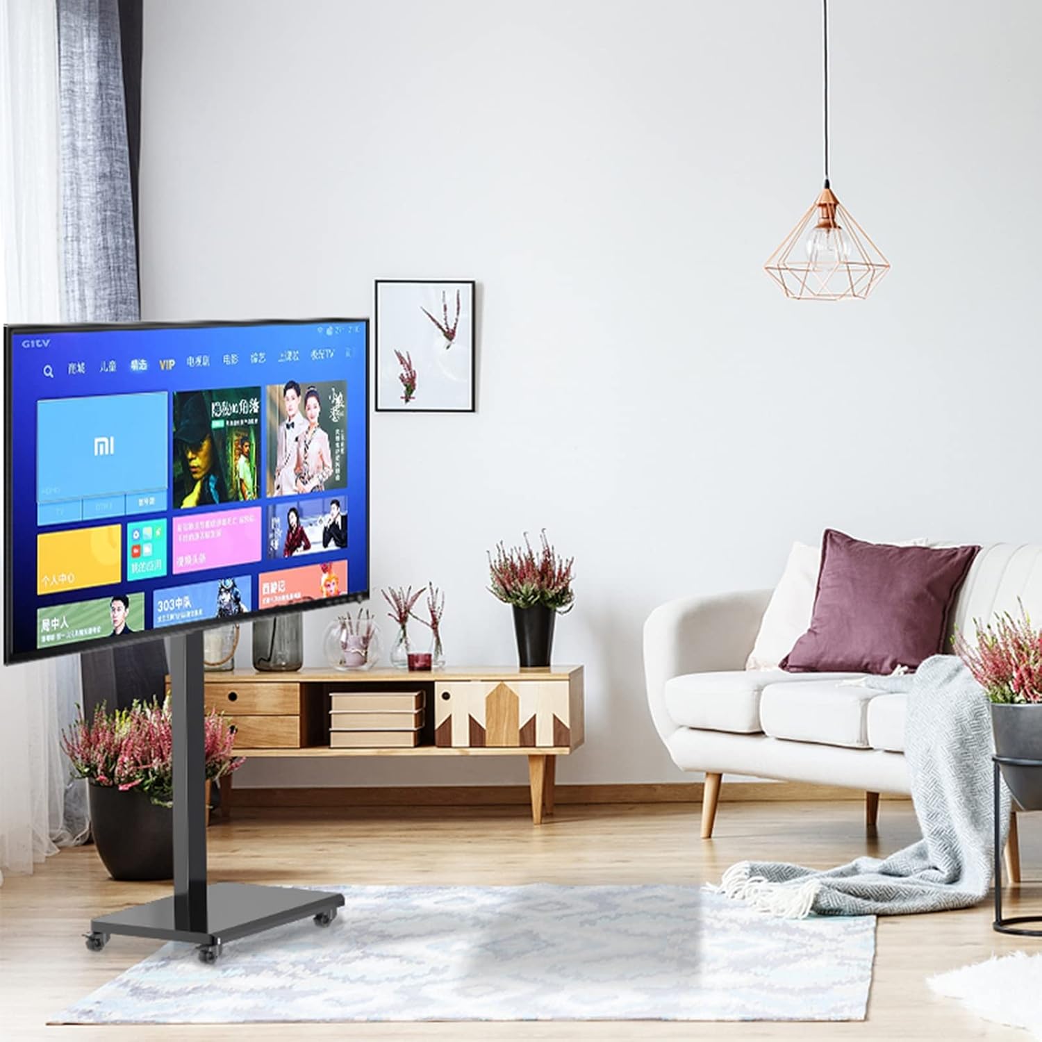 Mobile TV Cart for 3265 Inch TVs, Height Adjustable