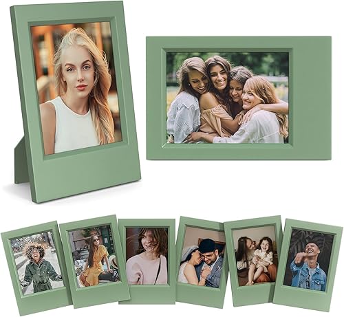 HIYQIN Marcos de fotos de 2 x 3 pulgadas, paquete de 8 marcos de fotos de color verde puro compatibles con película Fujifilm InstaxPolaroid de 2 x 3