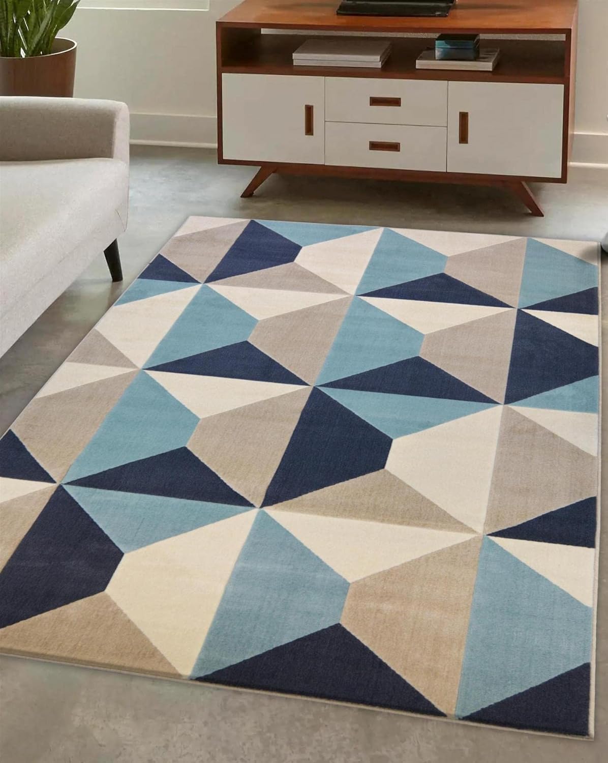 Modern Style Rugs Venus Geometric Teal Grey Rug. Area Rugs for Living