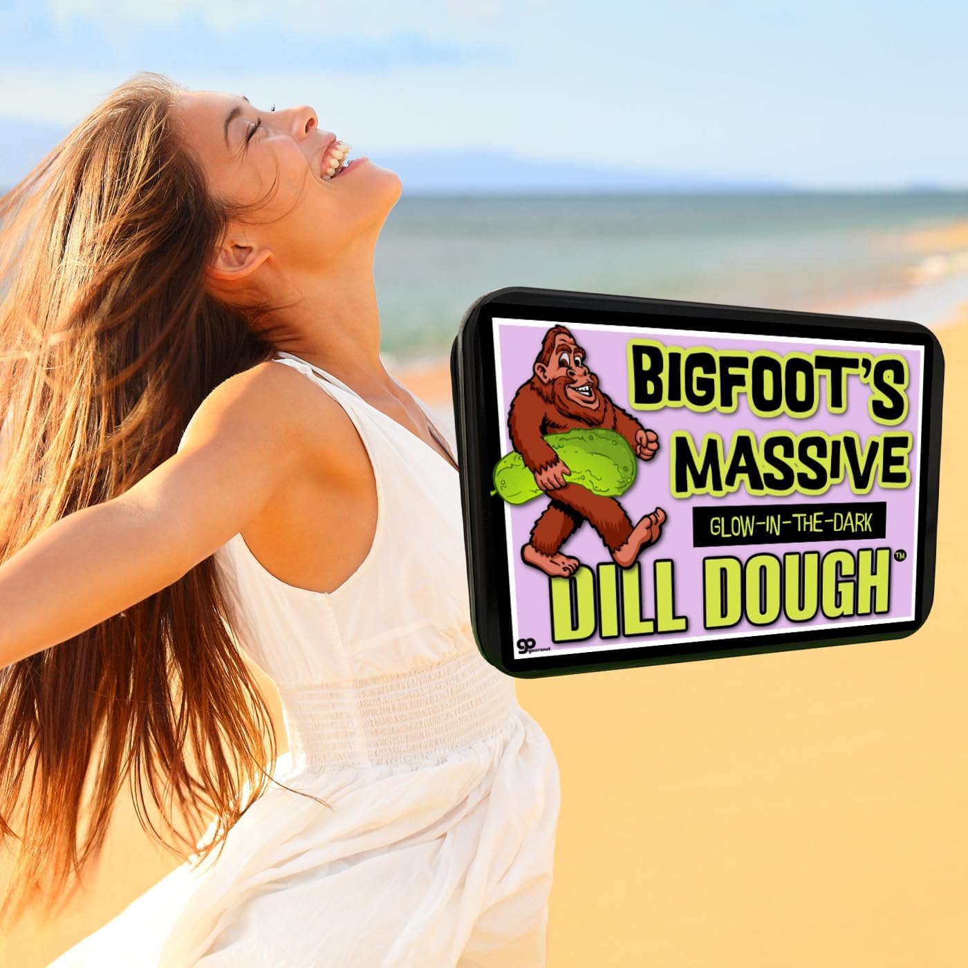 Cryptid Lovers Bigfoot Massive Dill Dough Therapy for Adults - Glow-in-The-Dark Stress Relief Putty for Women, Funny Pickle & Sasquatch Gag Gift